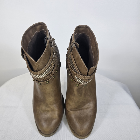 Brown Ankle Boots with Studded Detail - Picture 5 of 6